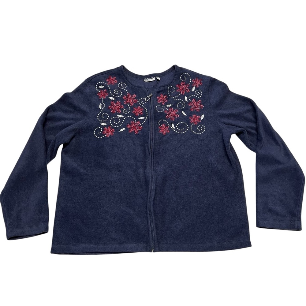 Croft & Barrow - Womens Snowflake Fleece Zip Up Sweater Sz. LG/XL